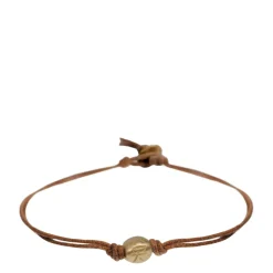 10K Gold Courage Bead Bracelet on Natural Cord