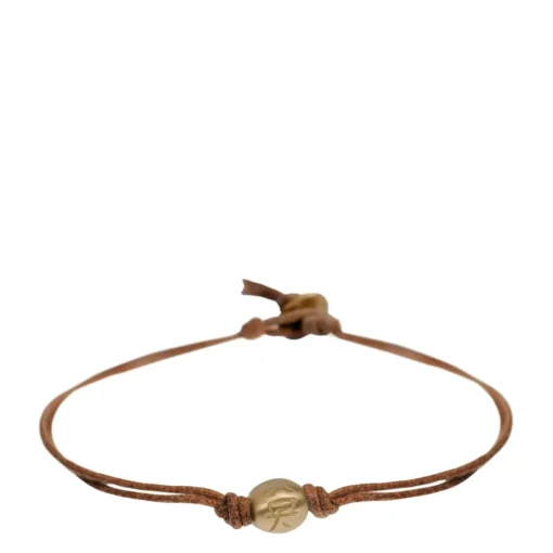 10K Gold Courage Bead Bracelet on Natural Cord