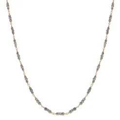 18K Gold Full Grey Diamond Station Chain