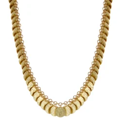 18K Gold Full Hammered Disc Necklace