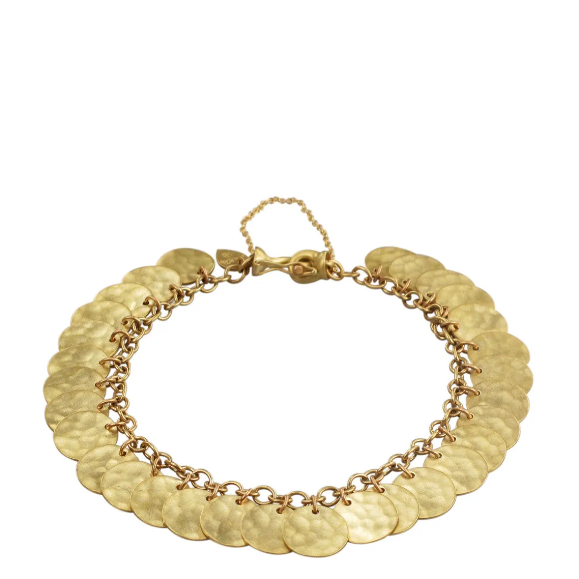 18K Gold Full Hammered Disc Bracelet