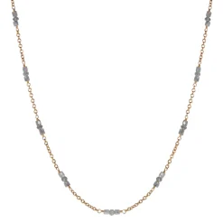 18K Gold Grey Diamond Station Chain