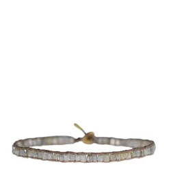 18K Gold Grey Diamond Tube Bead Bracelet