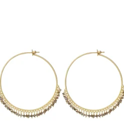18K Gold Large Brown Diamond Endless Hoop Earrings