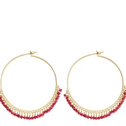 18K Gold Large Ruby Endless Hoop Earrings