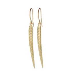 18K Gold Long Leaf Earrings