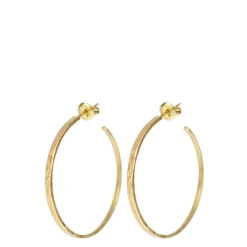 18K Gold Medium Hammered Hoop Earrings