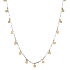 10K Gold Multi Discs on Medium Silver Cable Chain