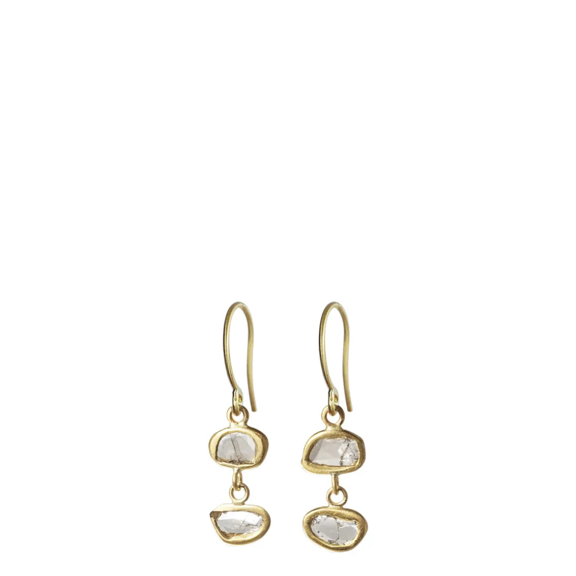 18K Gold Natural Double Flat Diamond Earrings