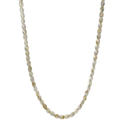 10K Gold Rutilated Quartz Faceted Oval Bead Necklace