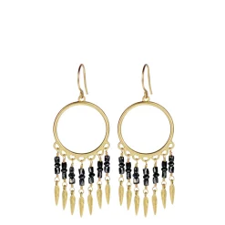 18K Gold Small Black Diamond Dream Catcher Earrings
