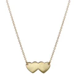 18K Gold Small Double Heart Pendant