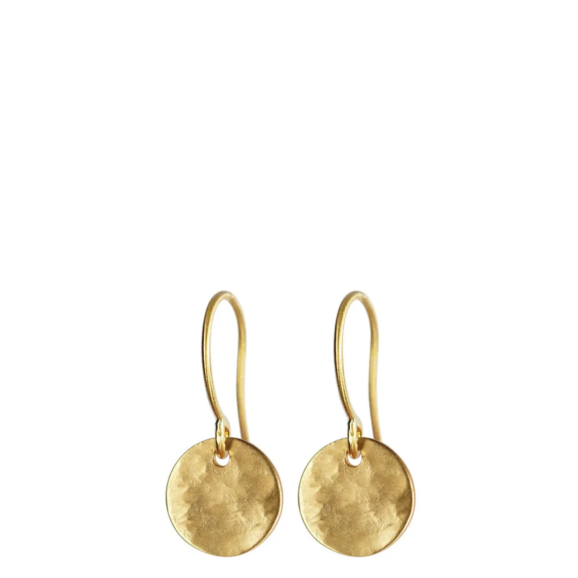 18K Gold Small Hammered Disc Earrings