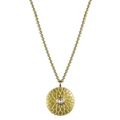 18K Gold Small Lotus Mandala Amulet with Diamond