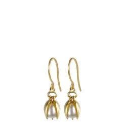 18K Gold Small Pod Earrings with Pearls