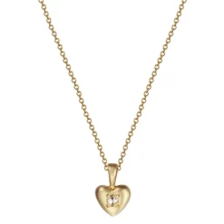 18K Gold Tiny Heart Pendant with Diamond