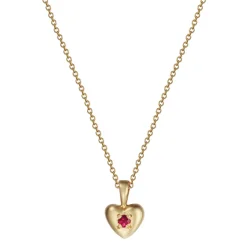18K Gold Tiny Heart Pendant with Ruby