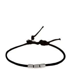 Men's Sterling Silver 3 Bead Bracelet on Black Cord