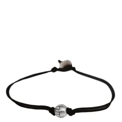 Men's Sterling Silver Fearlessness Bead Bracelet on Black Cord with Button Closure