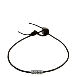 Men's Sterling Silver Om Tube Bracelet on Black Cord