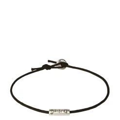 Men's Sterling Silver Tibetan Love Tube Bead Bracelet on Black Cord