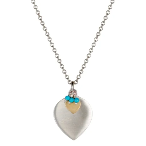 Sterling Silver & 10K Gold Double Lotus Petal with Turquoise Beads