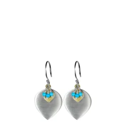 Sterling Silver & 10K Gold Lotus Earring with Turquoise