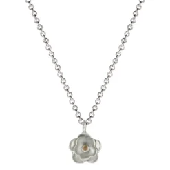 Sterling Silver & 10K Gold Small Double Flower Pendant