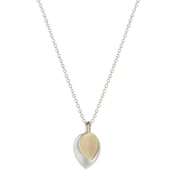 Sterling Silver & 10K Gold Small Double Lotus Petal Pendant