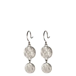 Sterling Silver Double Hammered Disc Drop Earring