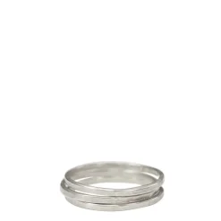 Sterling Silver Flattened Ring (set of 3)