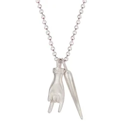 Sterling Silver Hand & Horn Trinket Pendant