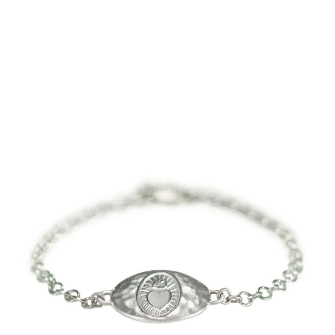 Sterling Silver Heart with Flames Bracelet