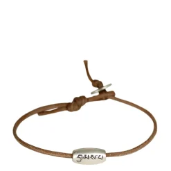 Sterling Silver Large Love Bead Bracelet on Natural Cord