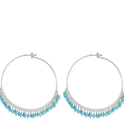 Sterling Silver Large Turquoise Endless Hoop Earrings