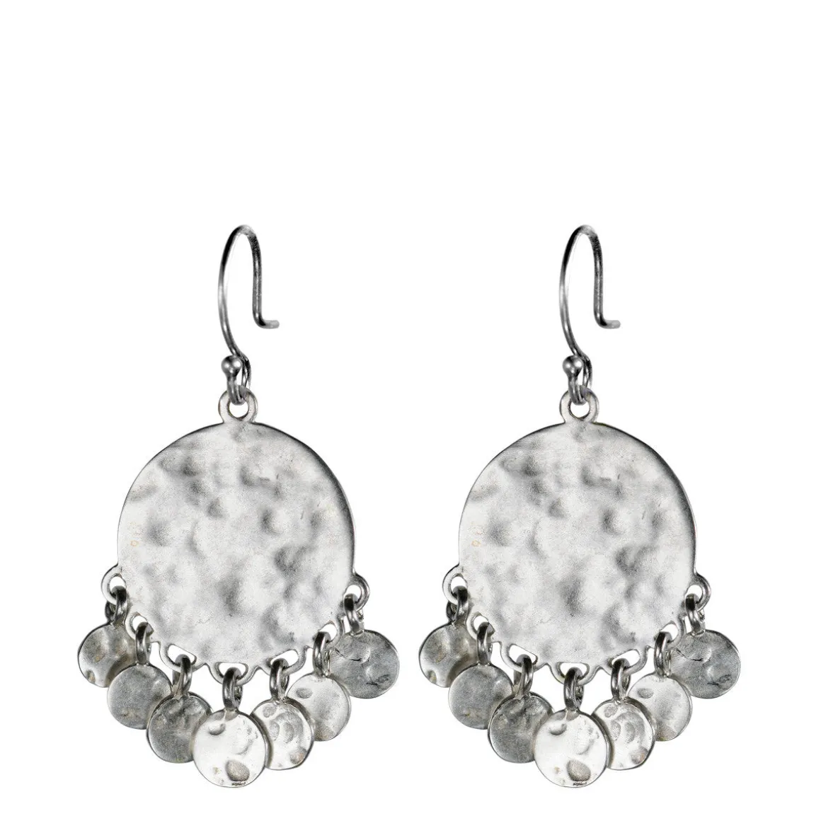 Sterling Silver Medium Hammered Disc Earrings