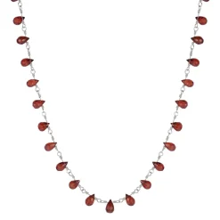 Sterling Silver Small Garnet Teardrop Necklace