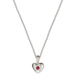 Sterling Silver Tiny Heart Pendant with Ruby
